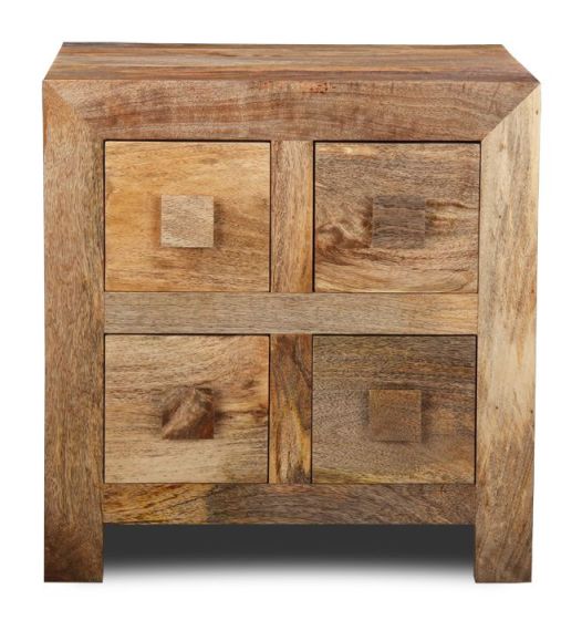 Acre & Artisan Light Solid Wood 4 Drawer Bedside Unit 691 (52cm)