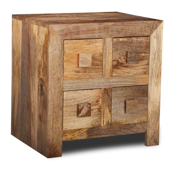 Acre & Artisan Light Solid Wood 4 Drawer Bedside Unit 691 (52cm)