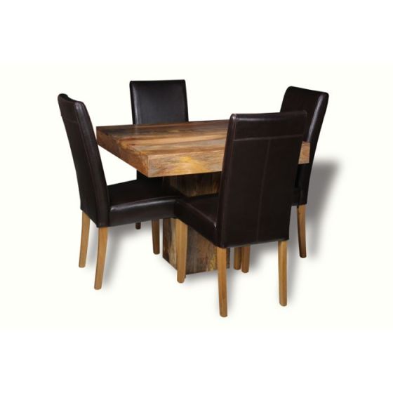 Acre & Artisan Light Mango Wood 90Cm Cube Dining Table 4 Barcelona Chairs