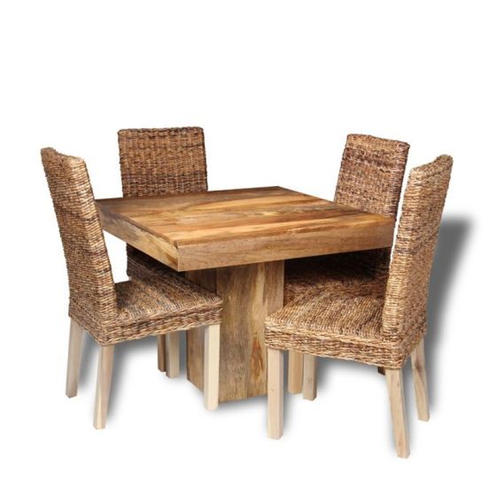 Acre & Artisan Light Solid Wood 90Cm Cube Dining Table 4 Havana Chairs