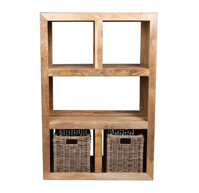 Light Mango Wood 98cm Open Bookcase - In Stock