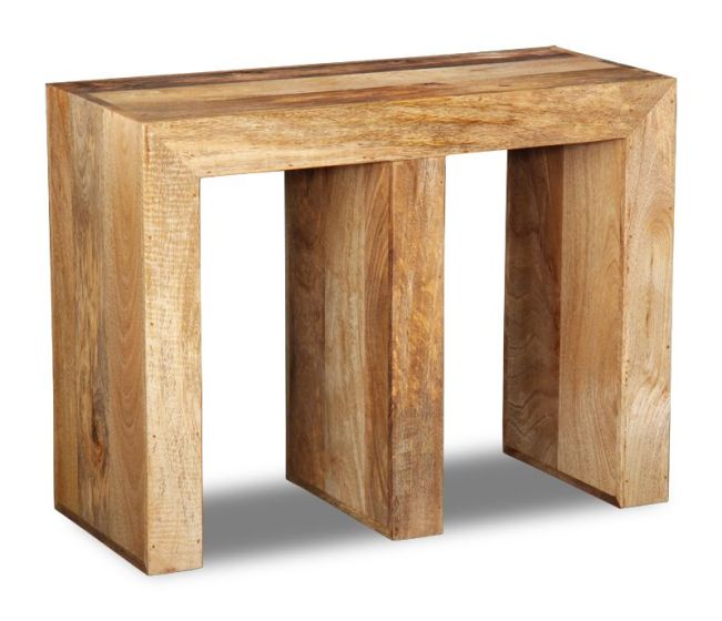 Acre & Artisan Light Solid Wood E Shaped Side Table