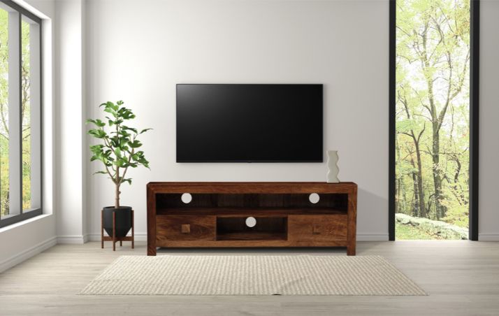 Dakota Mango Wood 145cm 2 Drawer Media Unit - Due 8th September