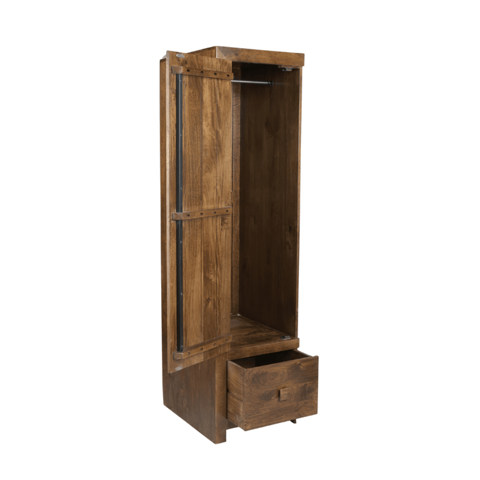 Dakota Mango Wood Single Wardrobe Left - In Stock
