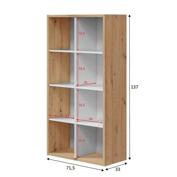 Amos Mann Artic White and Oak Short Bookshelf Unit