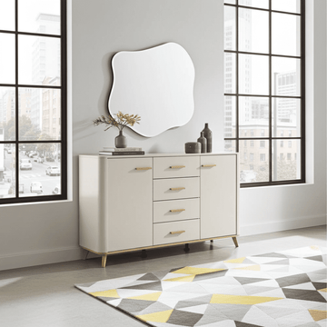 Amos Mann Cashmere And Oak Effect 154cm 2 Door 4 Drawer Sideboard