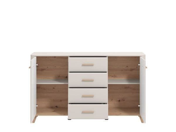 Cashmere & Oak Effect 154cm 2-Door 4-Drawer Sideboard
