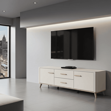 Amos Mann Cashmere And Oak Effect 154cm TV Unit