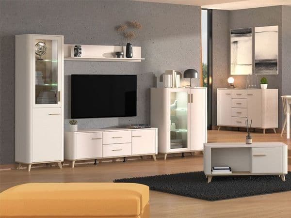 Cashmere & Oak Effect Low 2-Door Display Cabinet