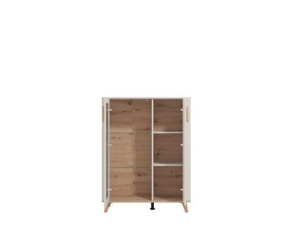 Cashmere & Oak Effect Low 2-Door Display Cabinet