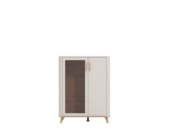 Cashmere & Oak Effect Low 2-Door Display Cabinet