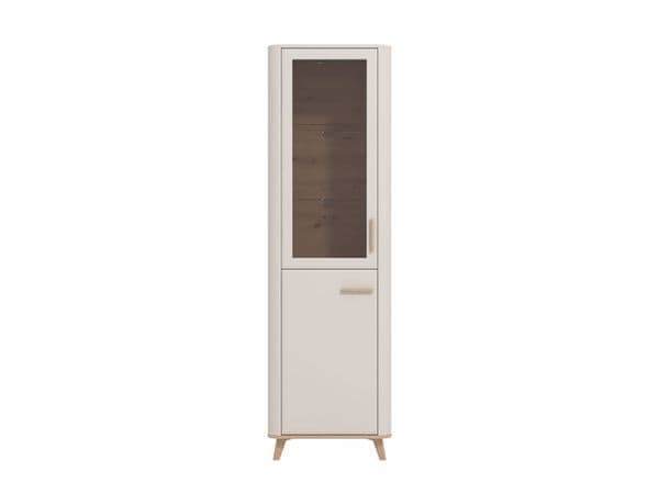 Cashmere & Oak Effect Tall Slim 2-Door Display Cabinet