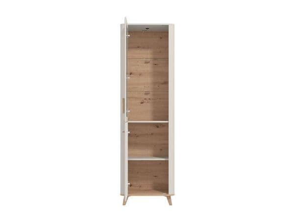Cashmere & Oak Effect Tall Slim 2-Door Display Cabinet