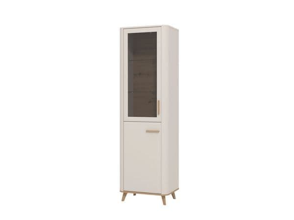 Cashmere & Oak Effect Tall Slim 2-Door Display Cabinet