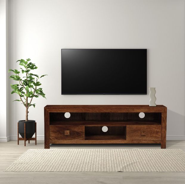 Dakota Mango Wood 145cm 2 Drawer Media Unit - Due 8th September