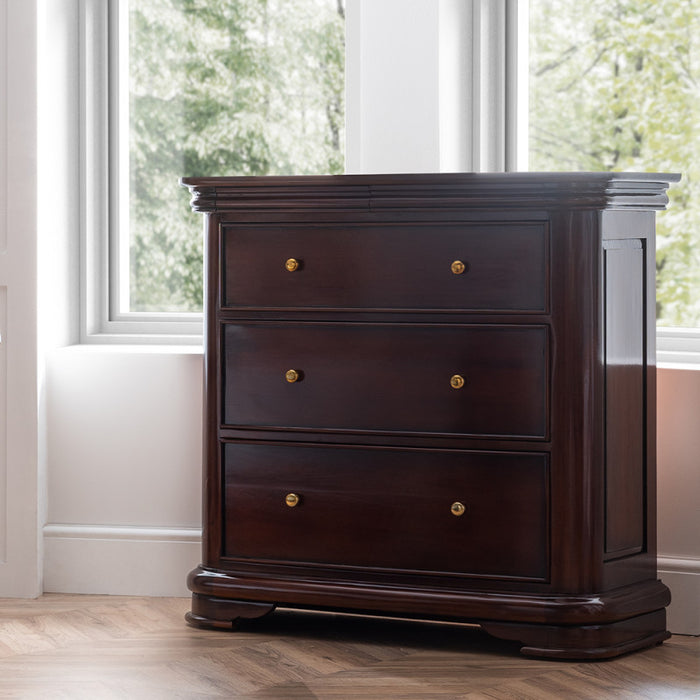 Antoinette French Sleigh Wide 3 Drawer Chest