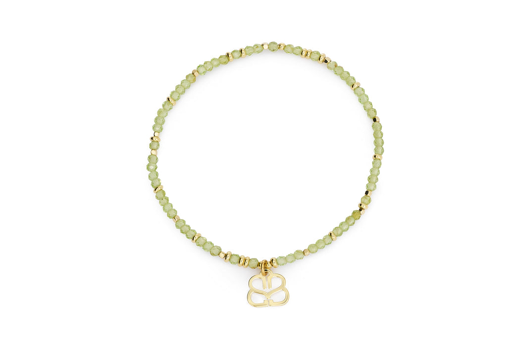 Dash Gold & Peridot Beaded Charm Bracelet