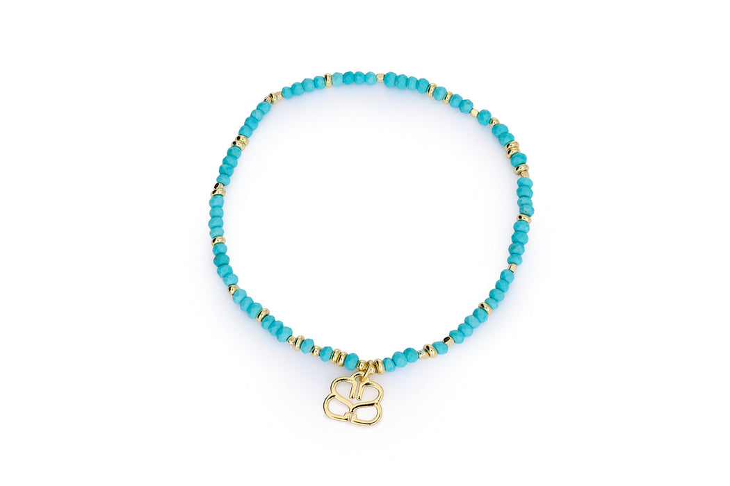 Dash Gold Turquoise Howlite Stretch Bead Bracelet