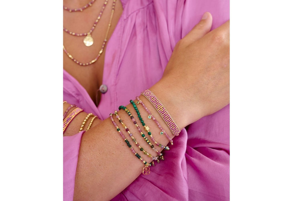 Dash Malachite & Pink Tourmaline Bead Bracelet