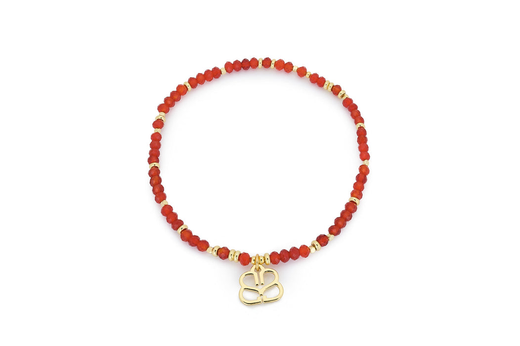 Dash Red Agate Gold Gemstone Bracelet