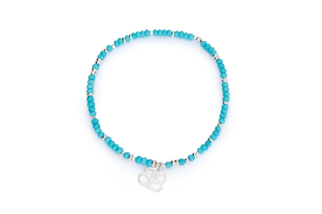 Dash Silver Turquoise Howlite Stretch Bead Bracelet