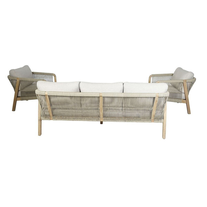 Martinique Rope Weave 3 Seat Sofa Set with 2 Lounge Armchairs & 2 Round Coffee Tables