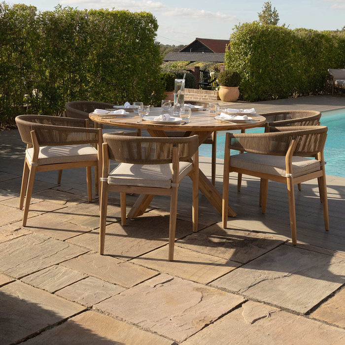 Porto Rope Weave 6 Seat Round Dining Set