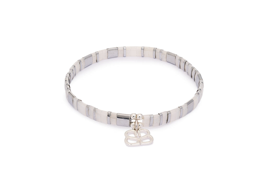 Delicado Silver & White Tila Bracelet