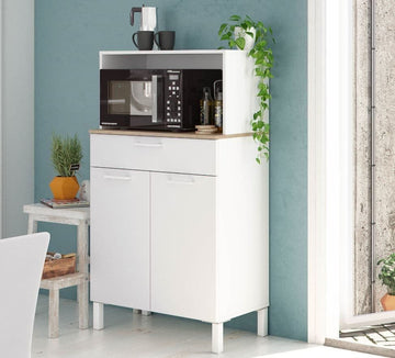 Amos Mann White And Oak 2 Door Utility Kitchen Cupboard