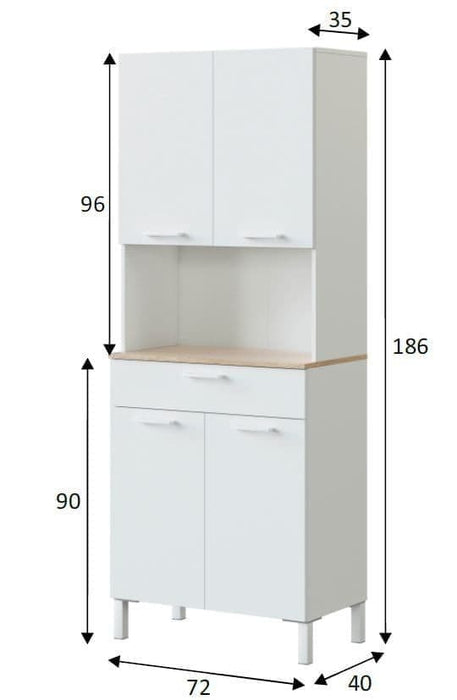 White & Oak 4-Door Utility Kitchen Cupboard