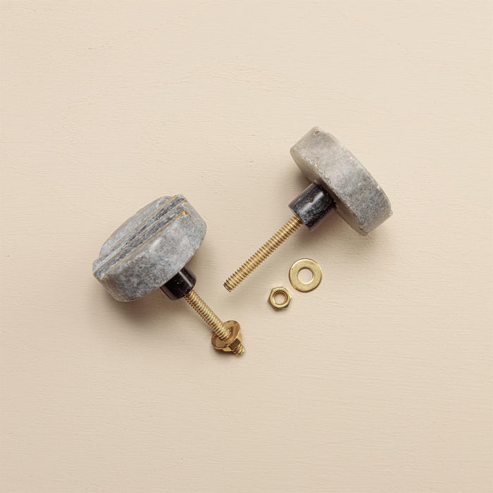 Giana Grey Marble Round Drawer Knobs