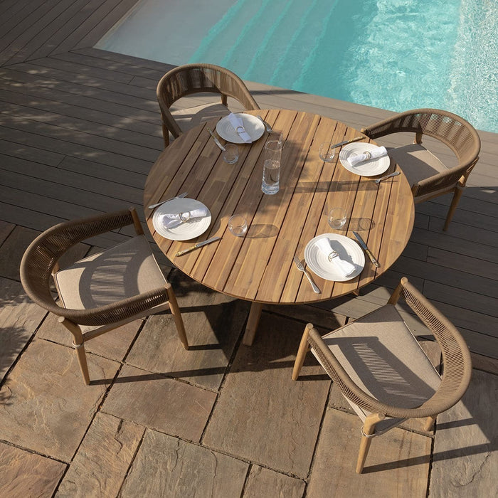 Porto Rope Weave 4 Seat Round Dining Set