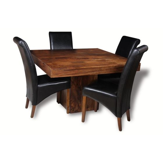 Acre & Artisan Solid Wood Cube Dining Table 4 Rollback Chairs 4 Colours (120cm)