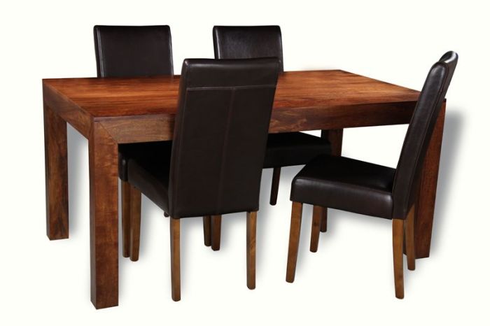 Acre & Artisan Solid Wood 160Cm Dining Table 4 Barcelona Chairs