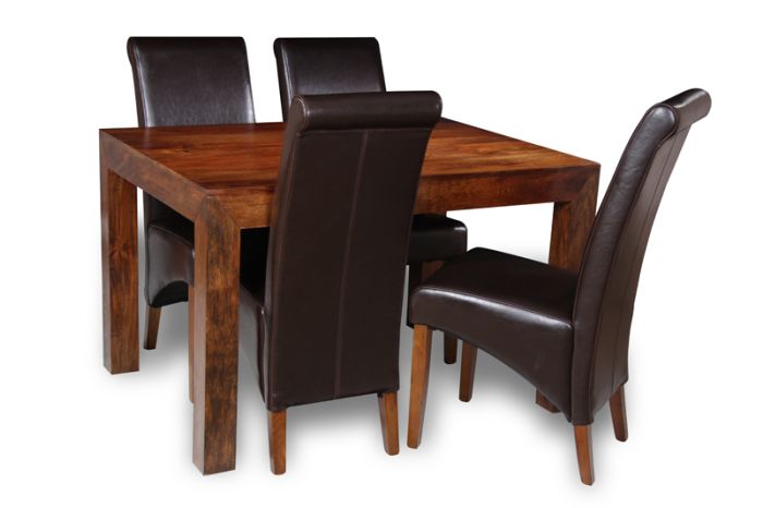 Acre & Artisan Solid Wood 120Cm Dining Table 4 Rollback Chairs 4 Colours