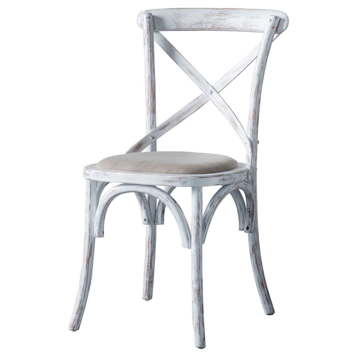 Distressed White Cross Back Chair (2pk)