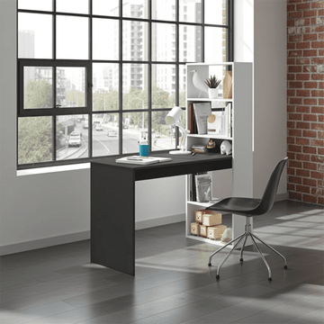 Amos Mann White and Grey Effect Computer Desk Table with Bookcase