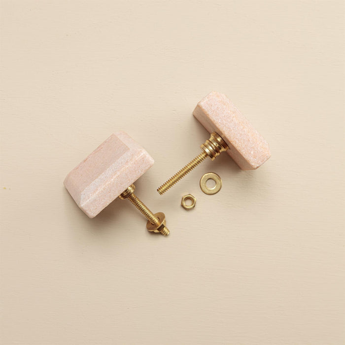 Mila Blush Stone Rectangle Drawer Knobs