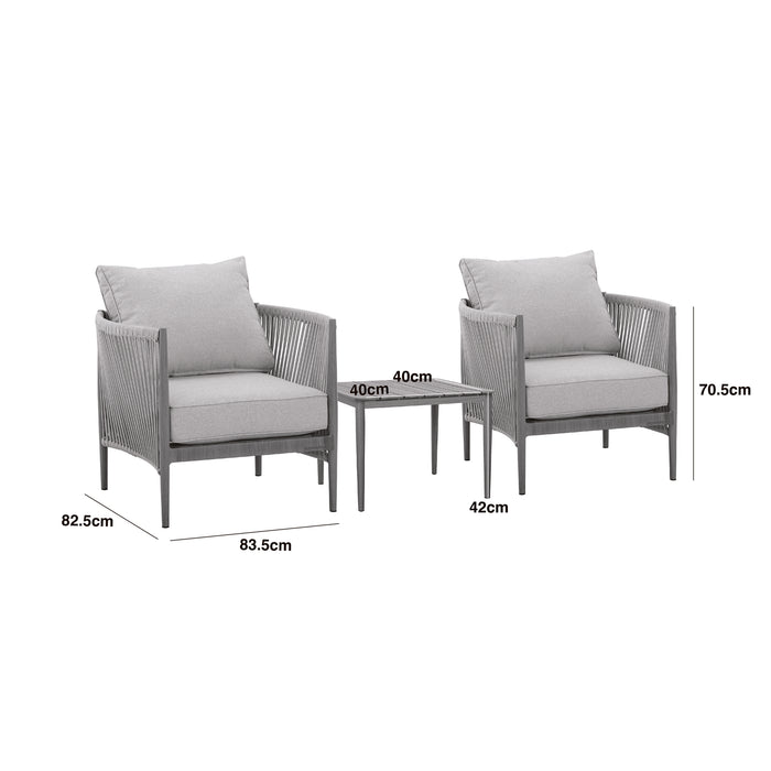 Havana Rope Weave Lounge Set with Square Side Table - Ceramic Glass