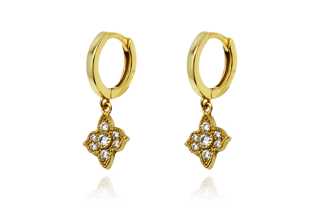 Theron Clear CZ Gold Hoop Earrings