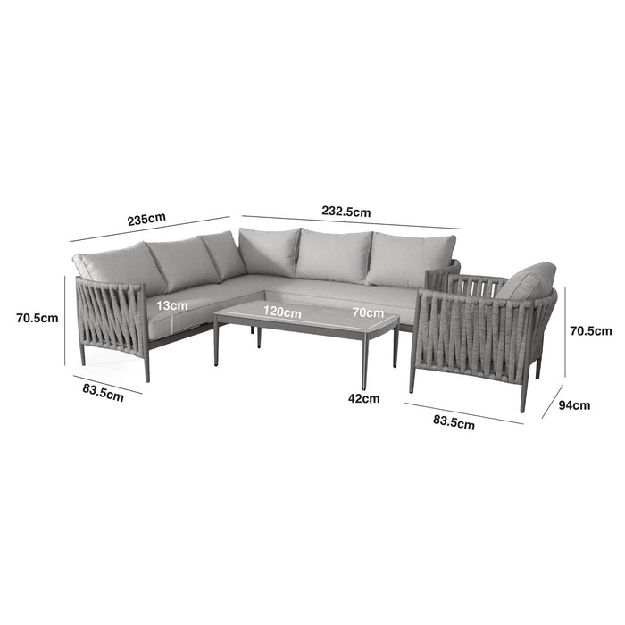 Milan Rope Weave Small Square Corner with Armchair