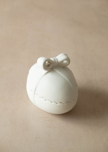 Small Ceramic White Easter Egg Shaped Pot