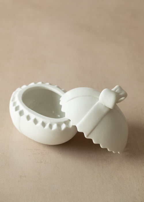 Small Ceramic White Easter Egg Shaped Pot