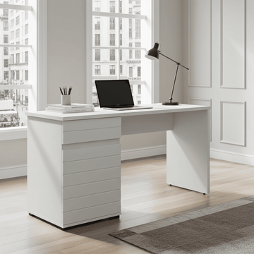 Amos Mann White Gloss Computer Desk With Drawers
