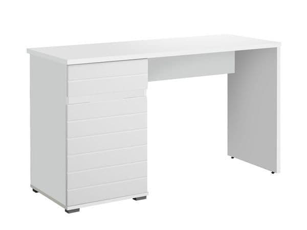 White Gloss Computer Desk With Drawers