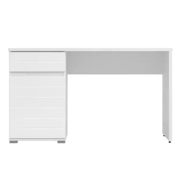 White Gloss Computer Desk With Drawers
