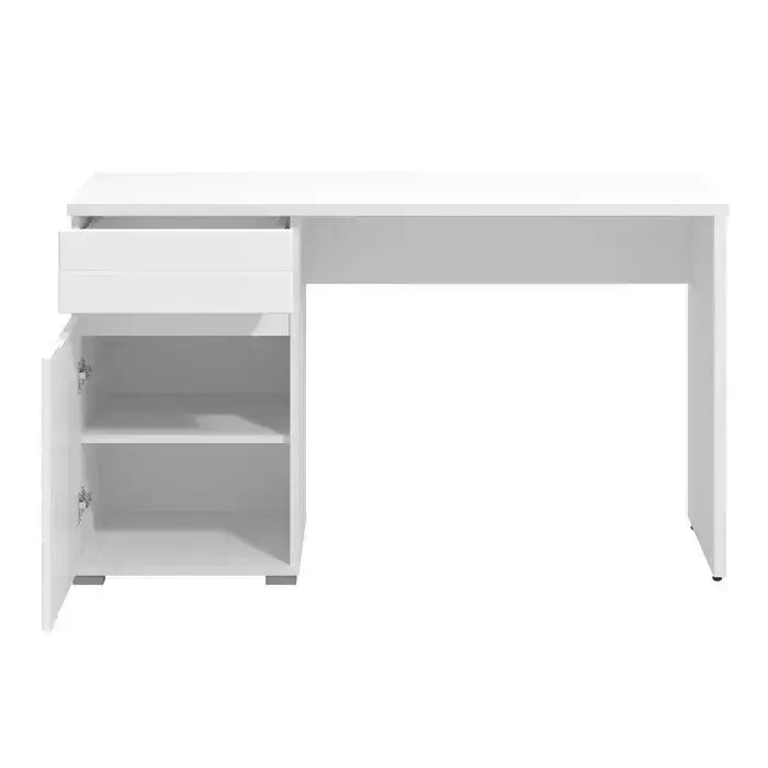 White Gloss Computer Desk With Drawers