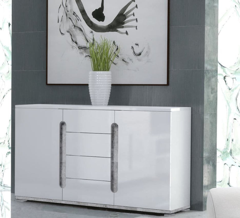 White High Gloss & Grey 2-Door / 4-Drawer Sideboard