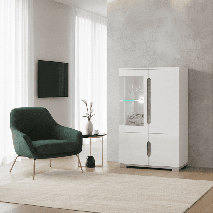 White High Gloss & Grey Low Display Cabinet