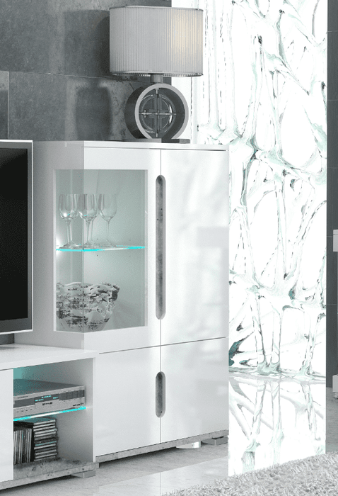 White High Gloss & Grey Low Display Cabinet